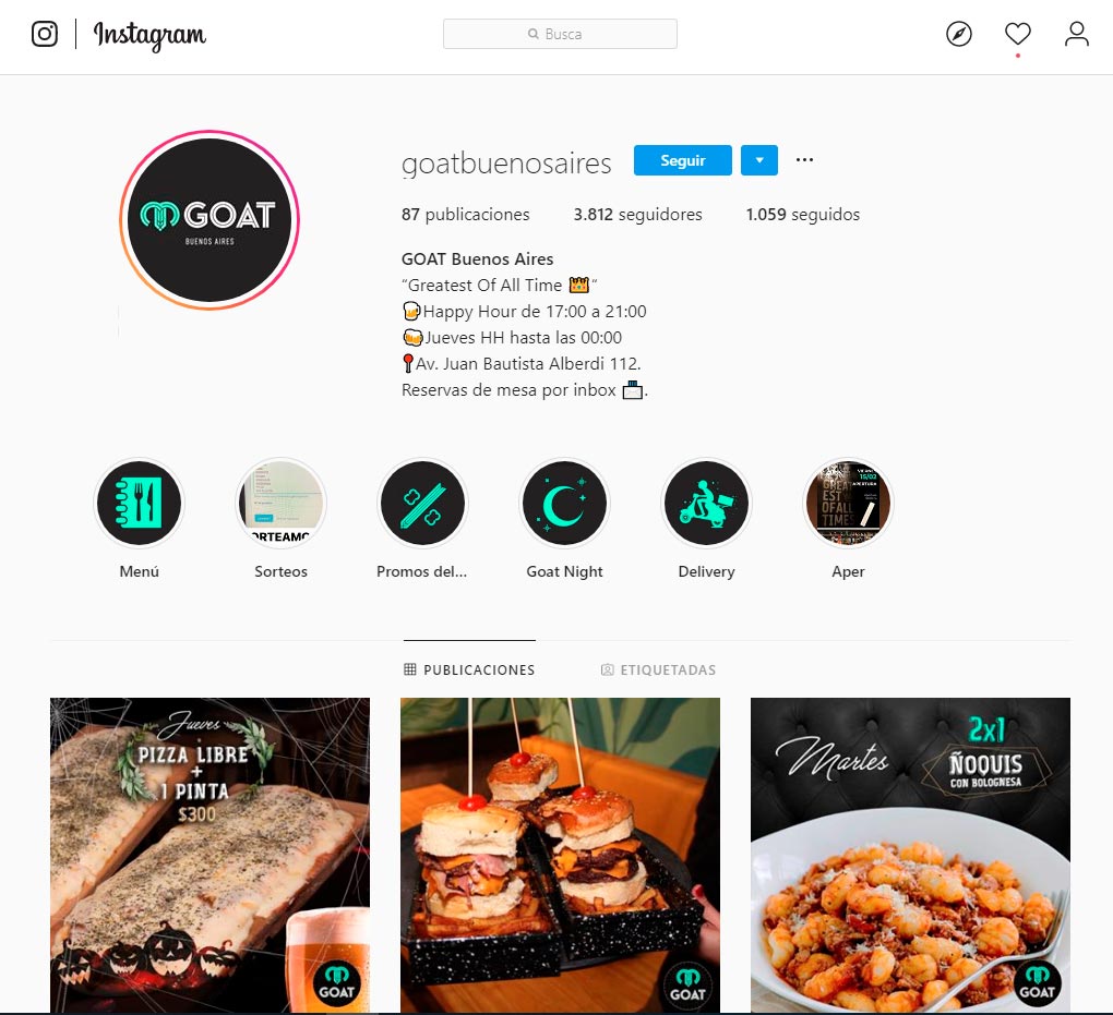 Marketing Digital Instagram Cervecería Goat